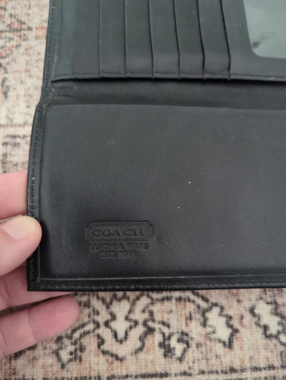 vintage Coach Soho long wallet burgundy Black Monogram Canvas Leather Interior